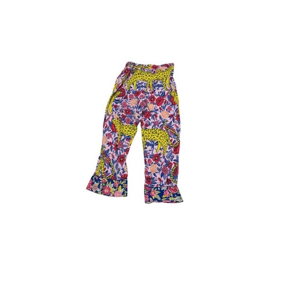 Anthropologie Agathe Singer Cheetah Flannel Sleep Pants Size M Colorful Designer - Picture 3 of 4